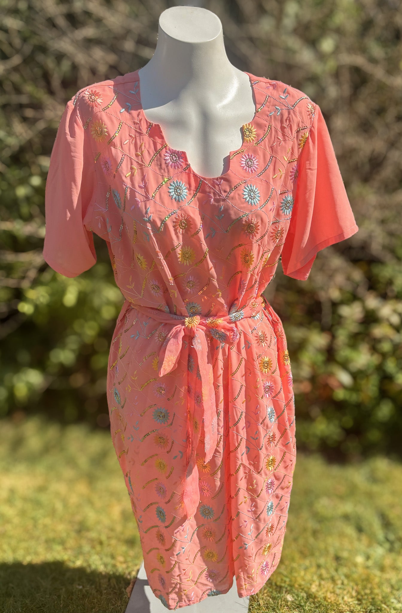 Coral Short Sleeved Tunic Dress