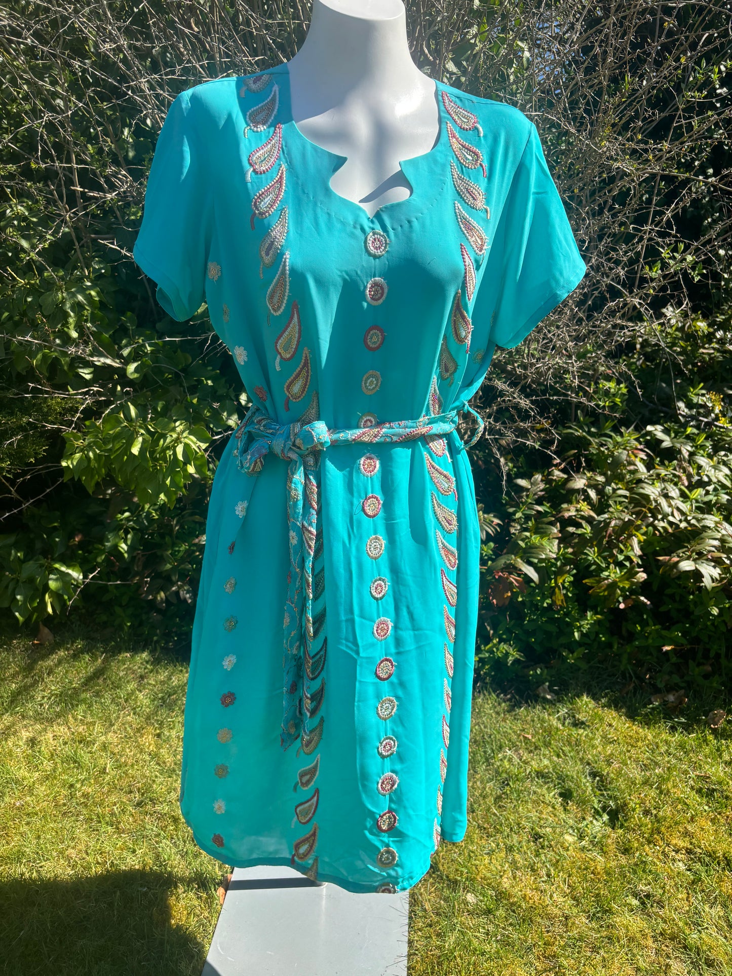 Turquoise Short Sleeved Tunic Dress