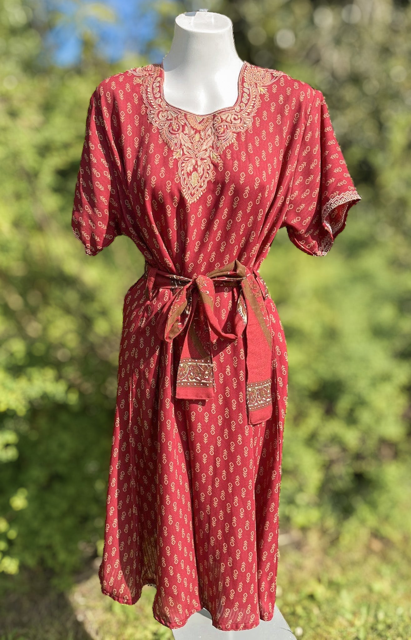 Red Short Sleeved Tunic Dress