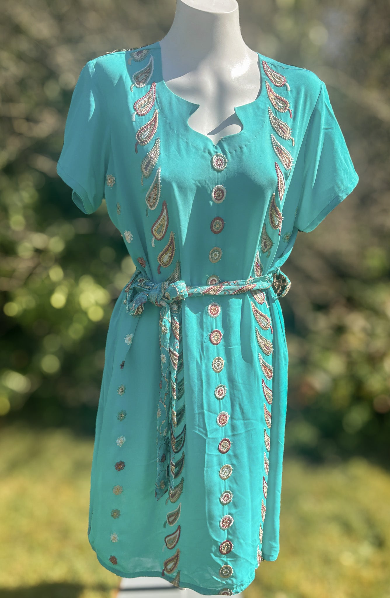Turquoise Short Sleeved Tunic Dress