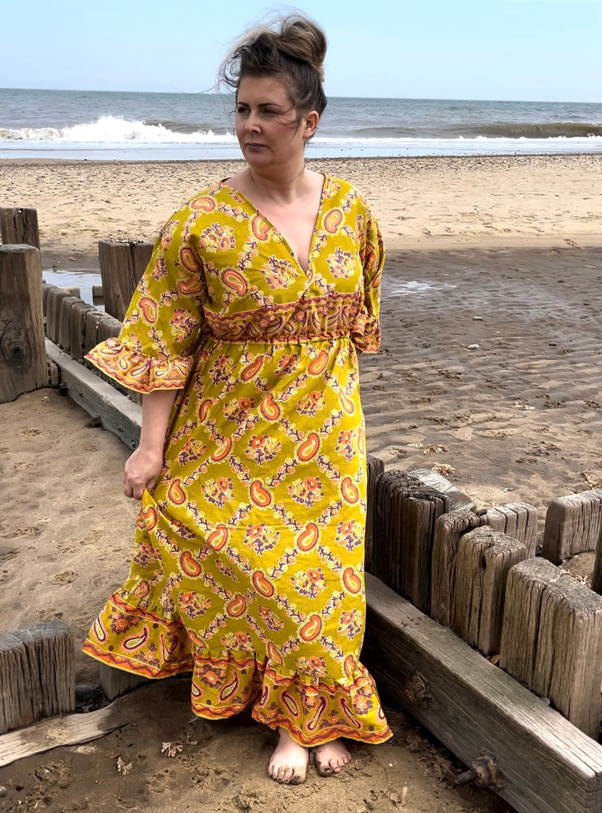 Lime Frilled Maxi Dress
