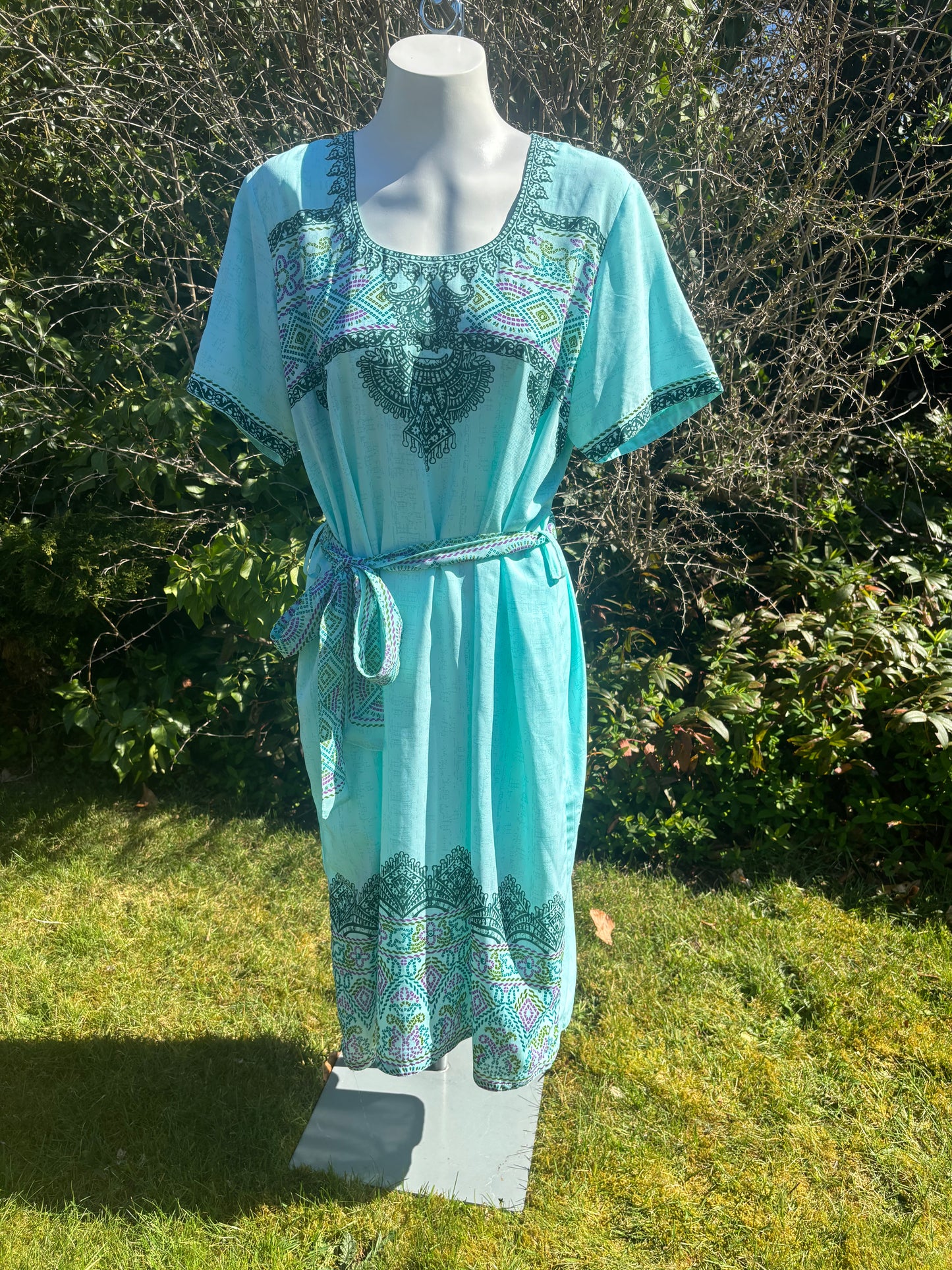 Blue Short Sleeved Tunic Dress