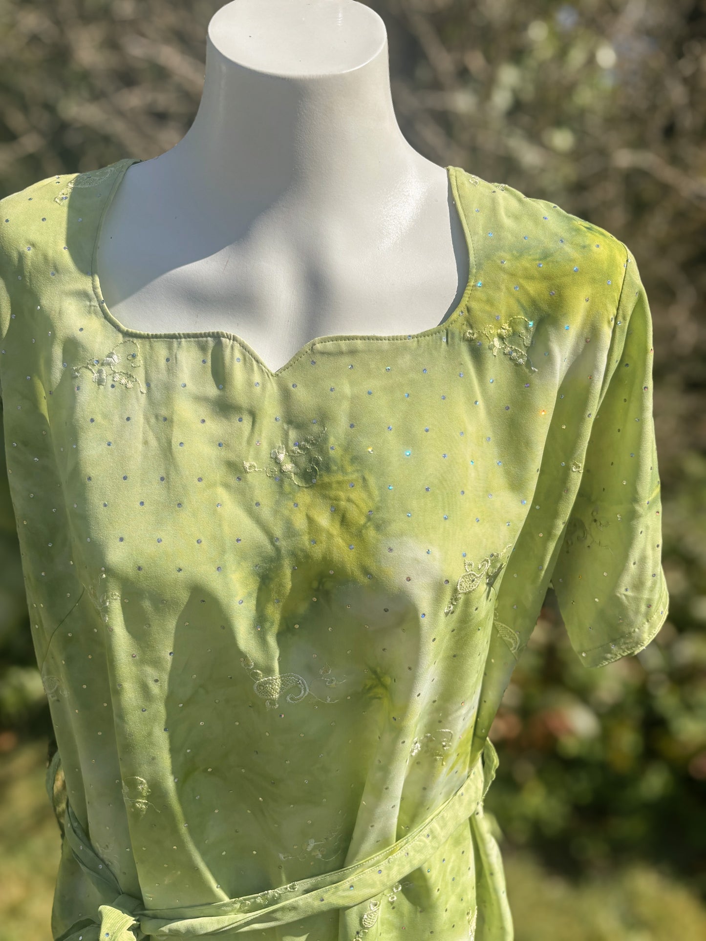 Green Short Sleeved Tunic Dress