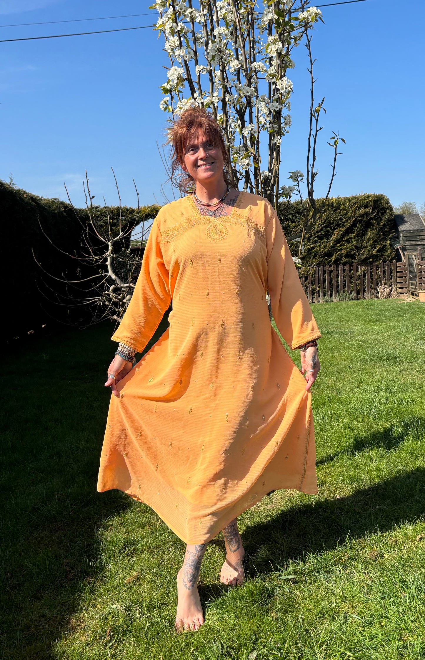 Orange Long Sleeved Tunic Dress