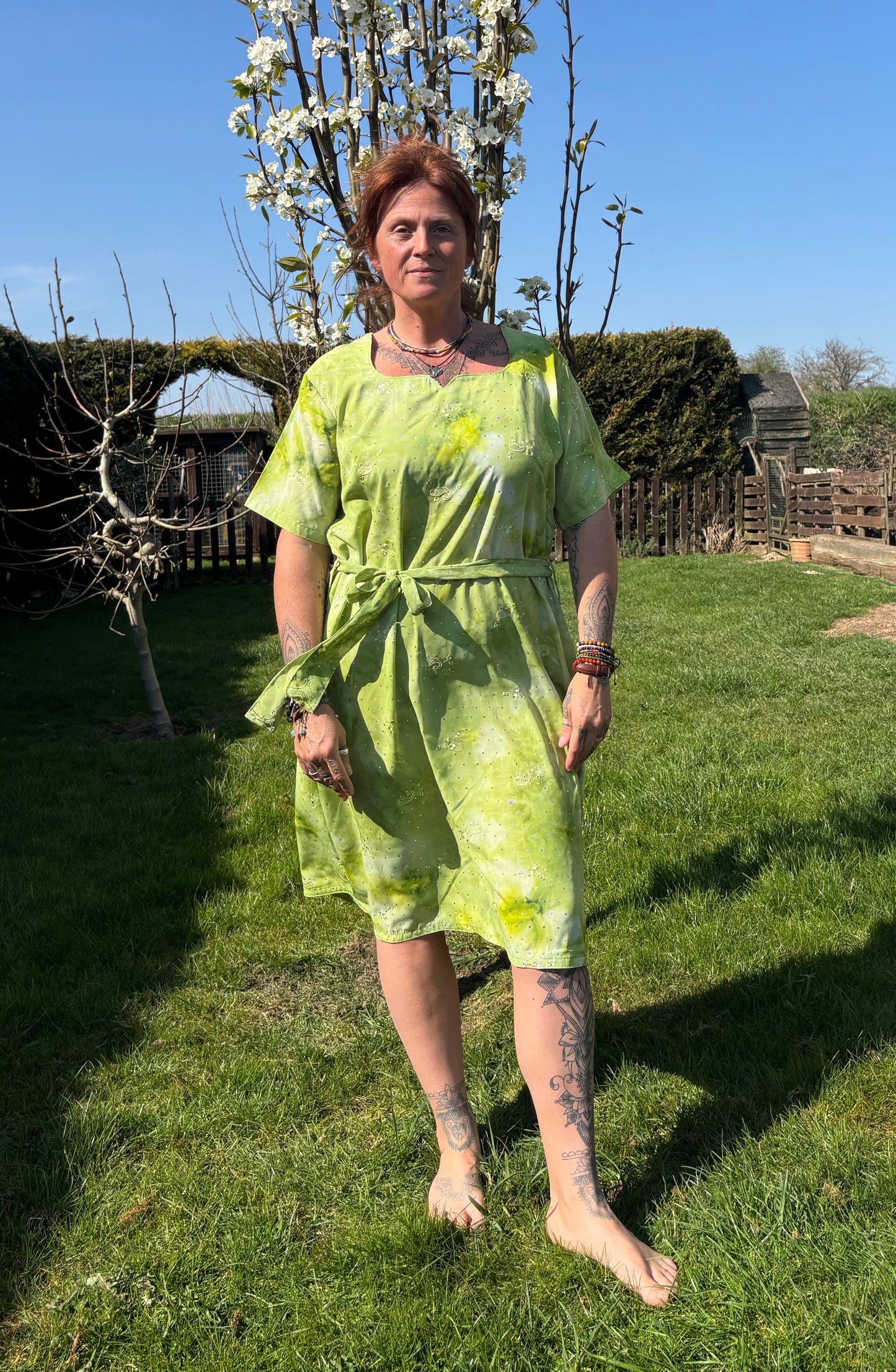 Green Short Sleeved Tunic Dress