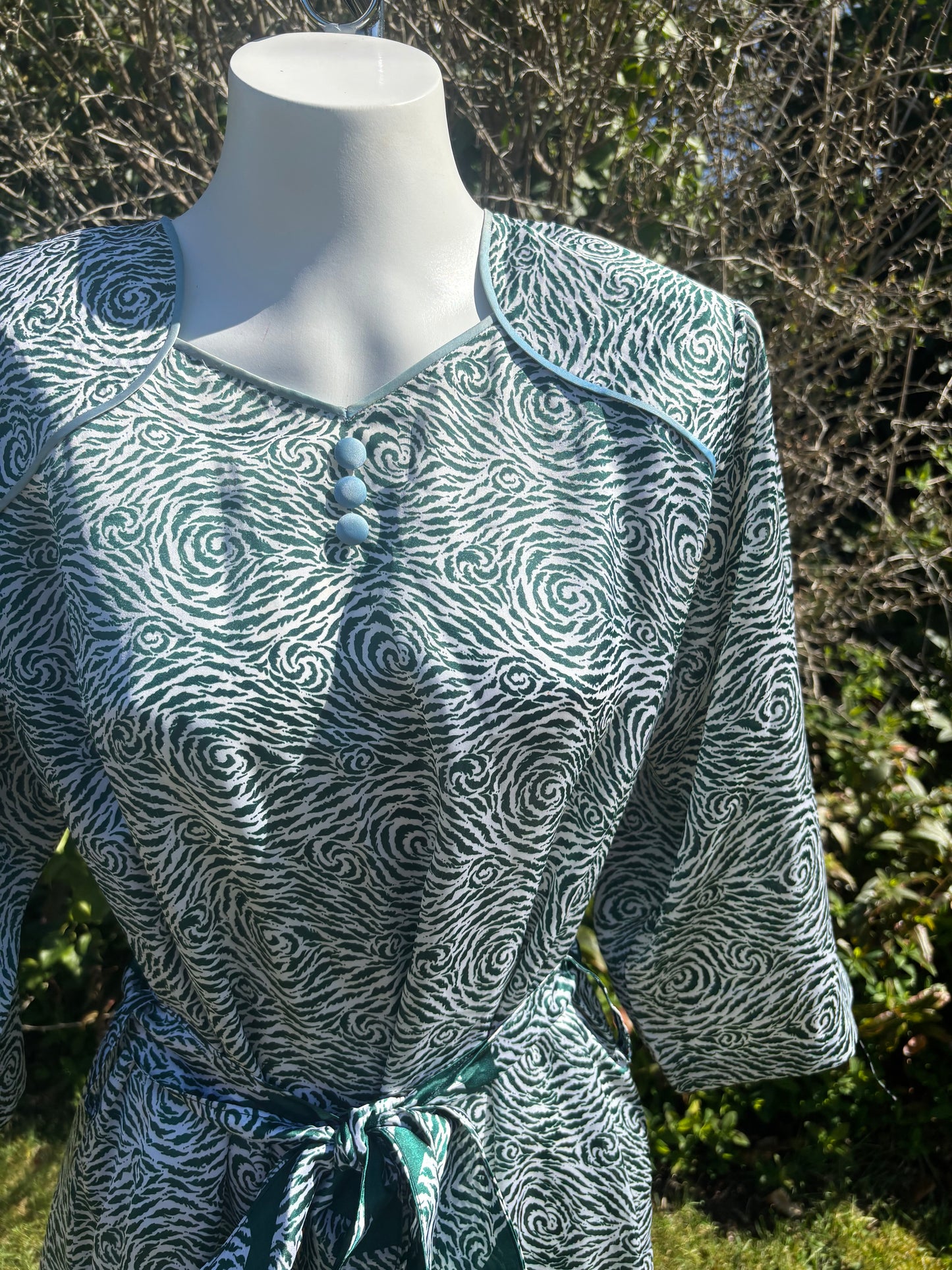 Green Animal Print Long Sleeved Tunic Dress