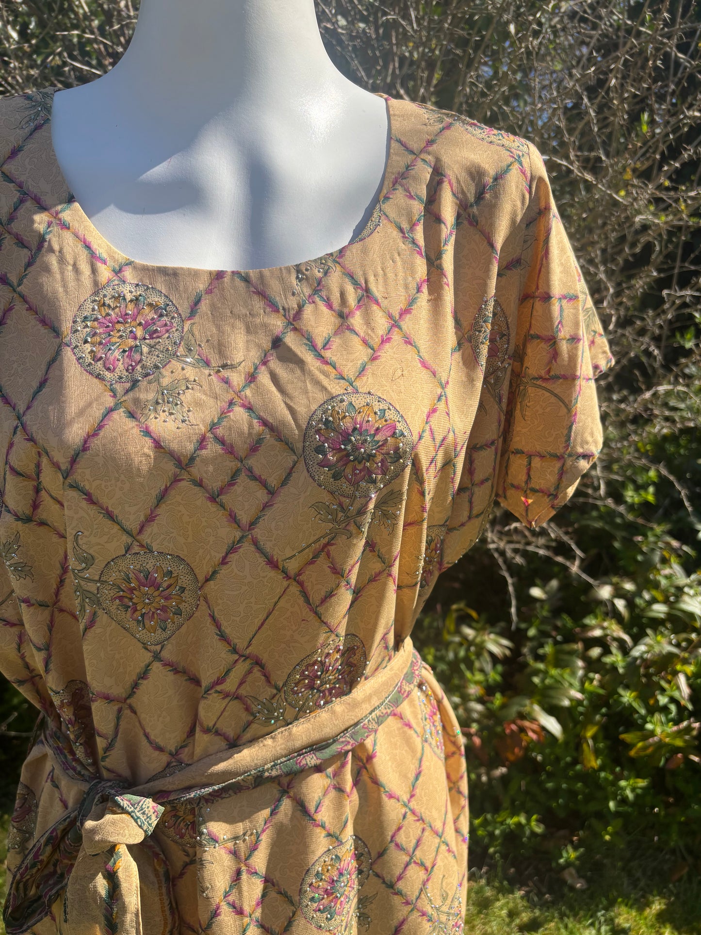 Tan Short Sleeved Tunic Dress