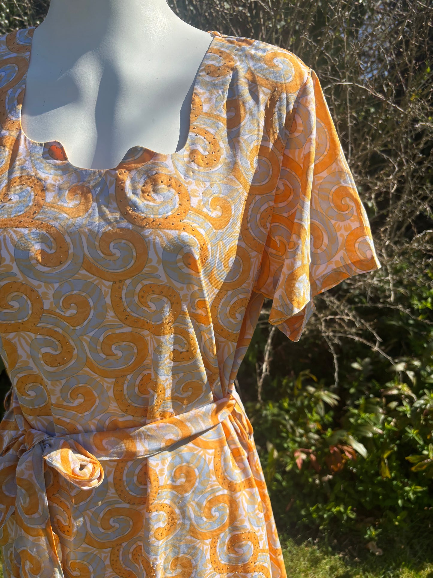 Orange & Grey Short Sleeved Tunic Dress