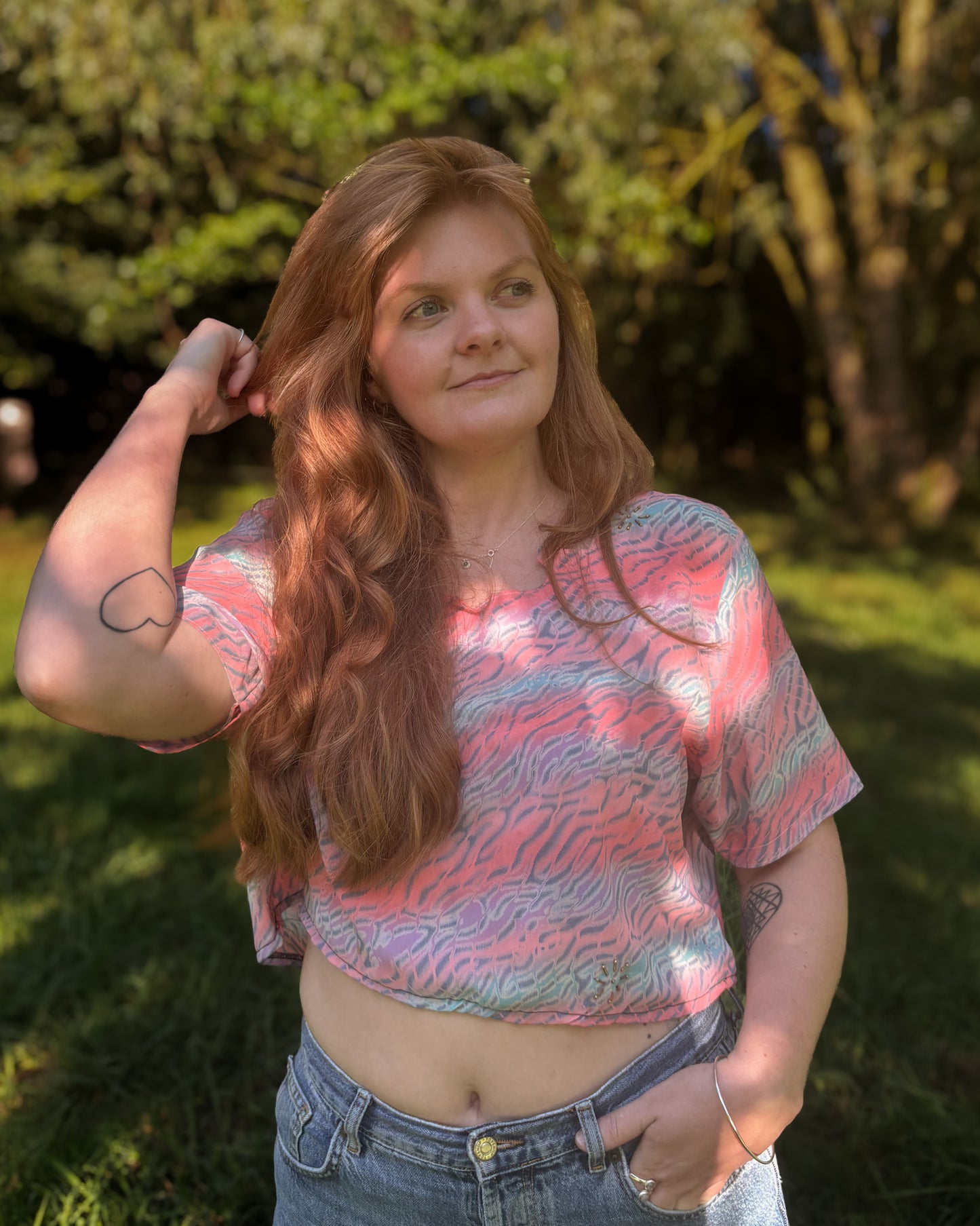 Sunset Watercolour Reimagined Vintage Crop Top