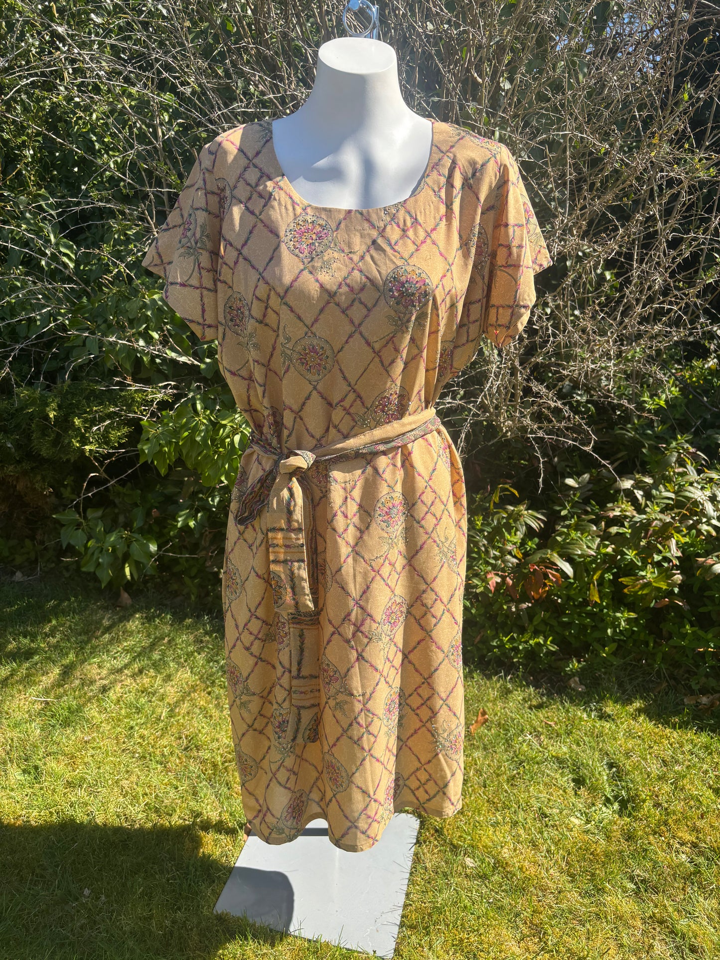 Tan Short Sleeved Tunic Dress