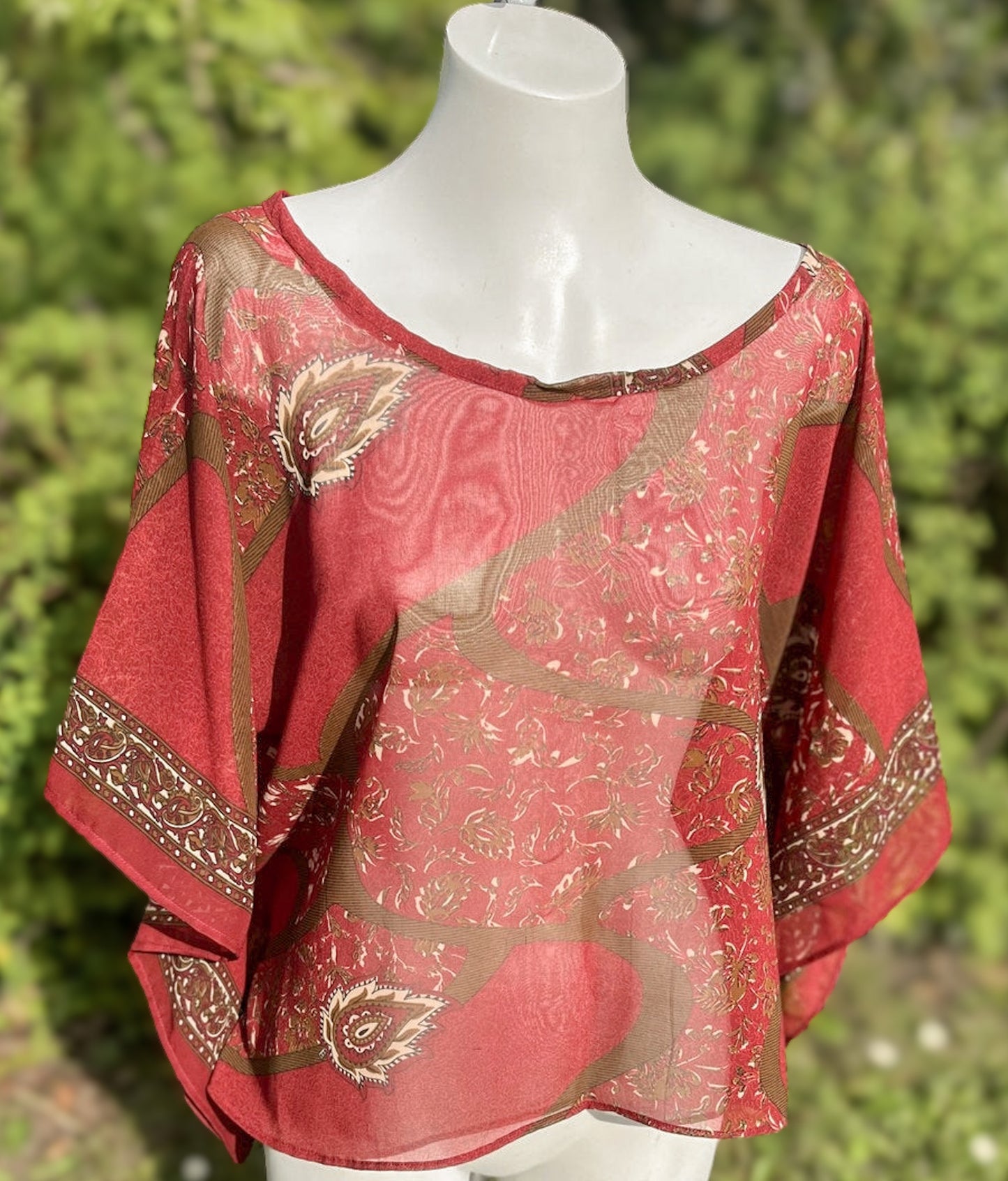 Red Box Top – Vintage Scarf Fabric