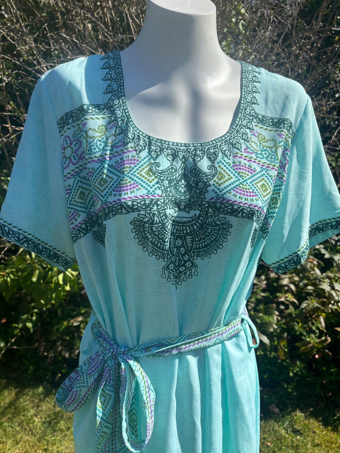Blue Short Sleeved Tunic Dress