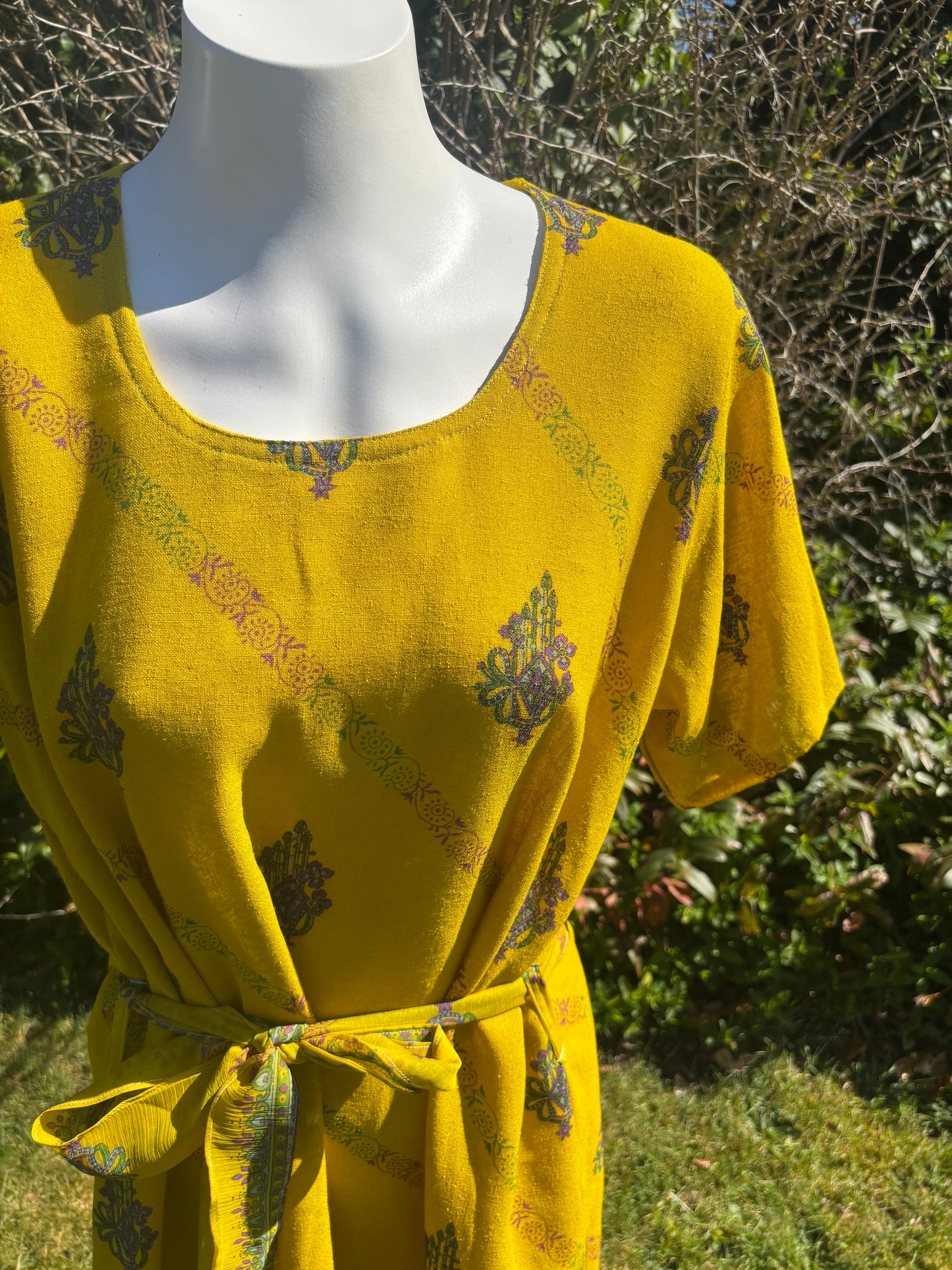 Yellow Short Sleeved Tunic Dress
