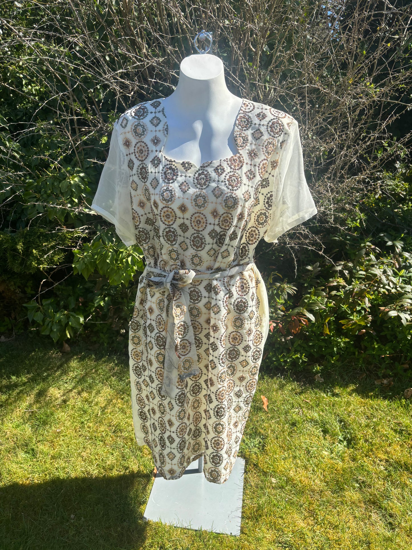 Cream Short Sleeved Tunic Dress