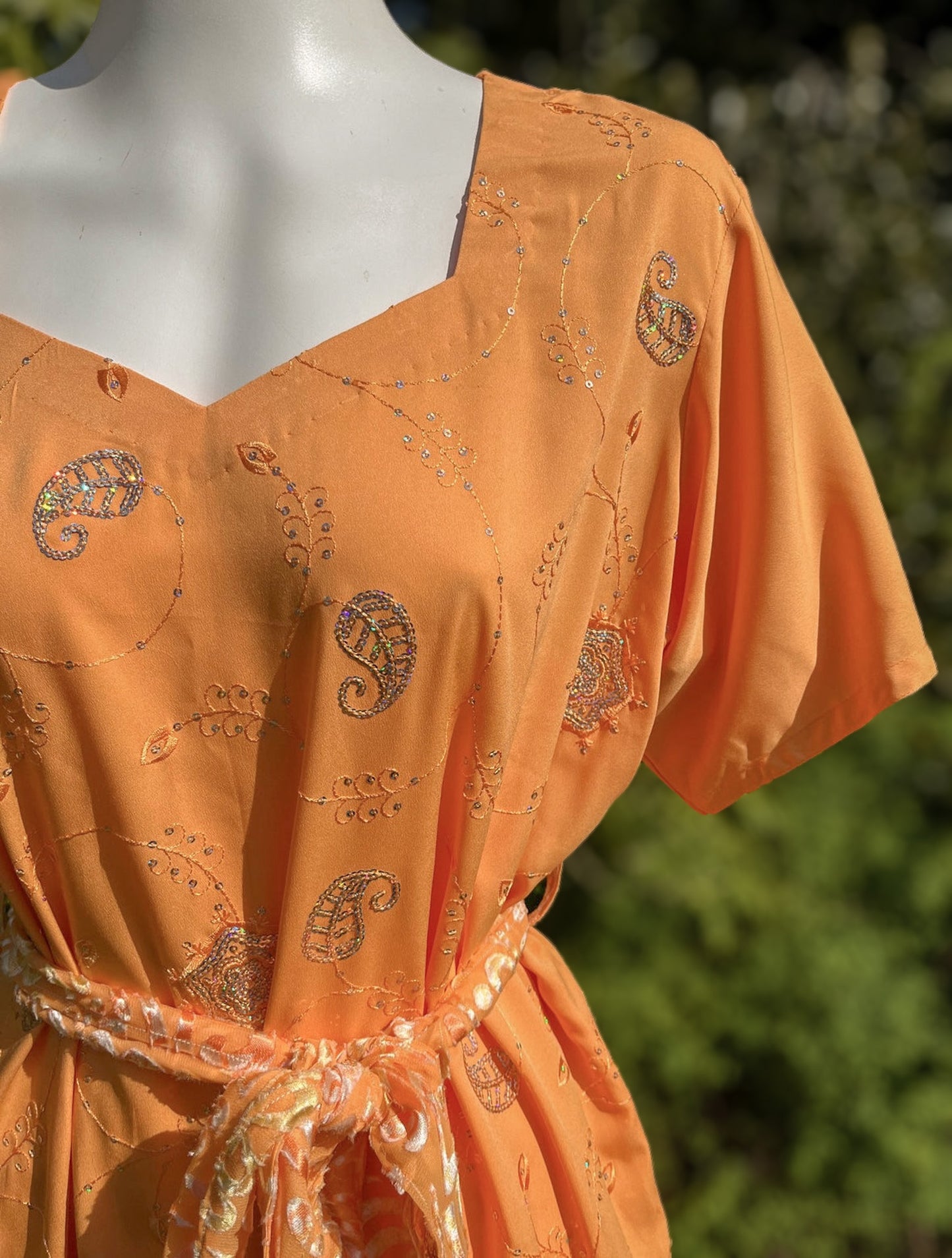 Orange Short Sleeved Tunic Dress