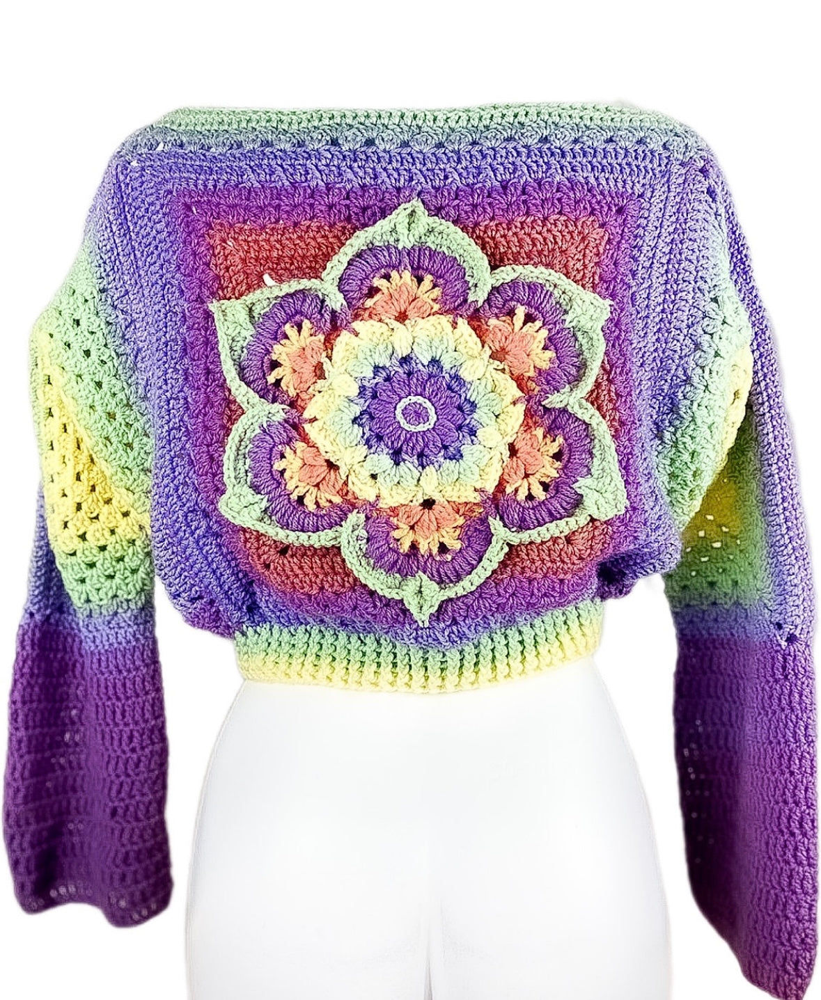 Rainbow Crochet Crop Jumper