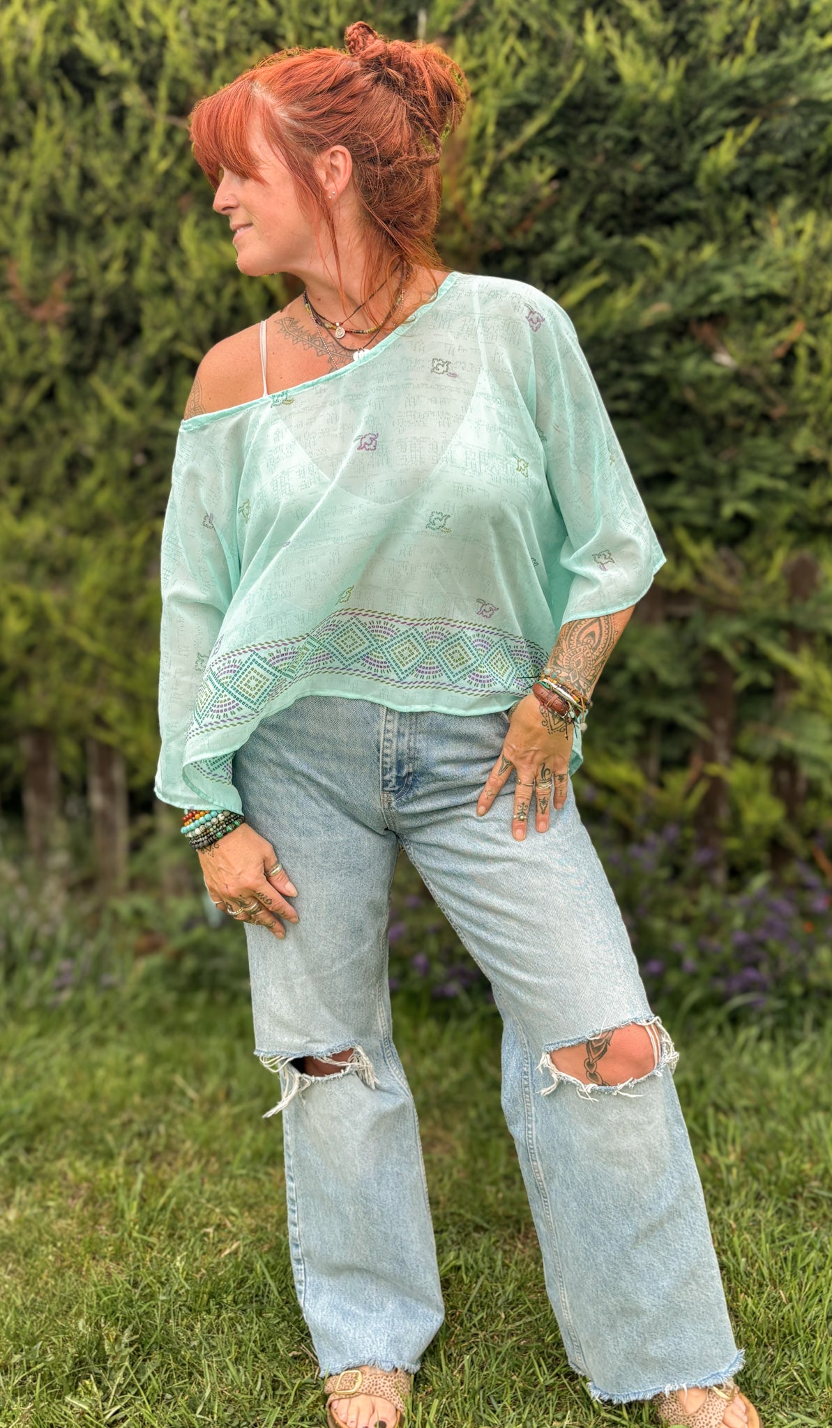 Mint Box Top – Vintage Scarf Fabric