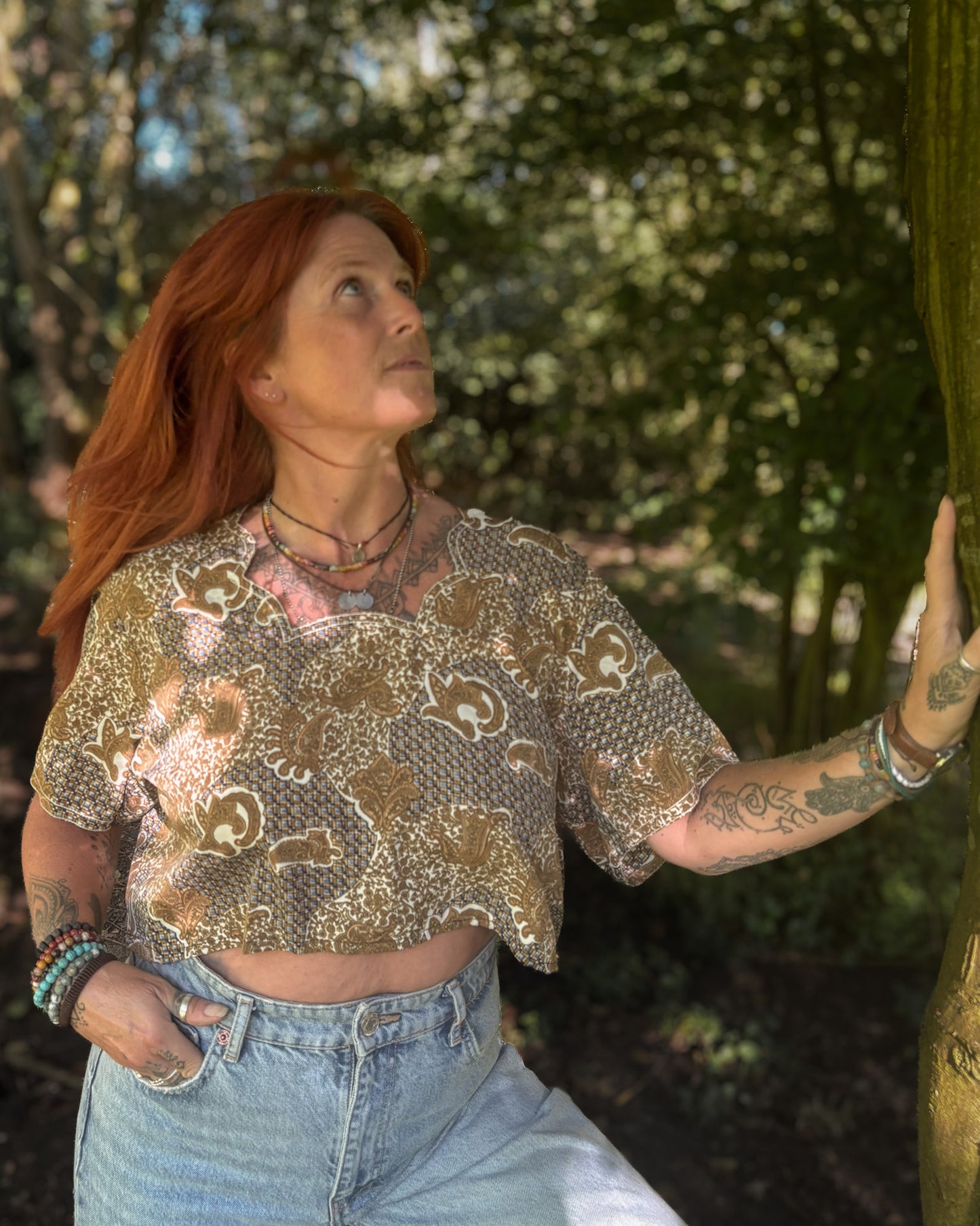 Earth Tones Reimagined Vintage Crop Top