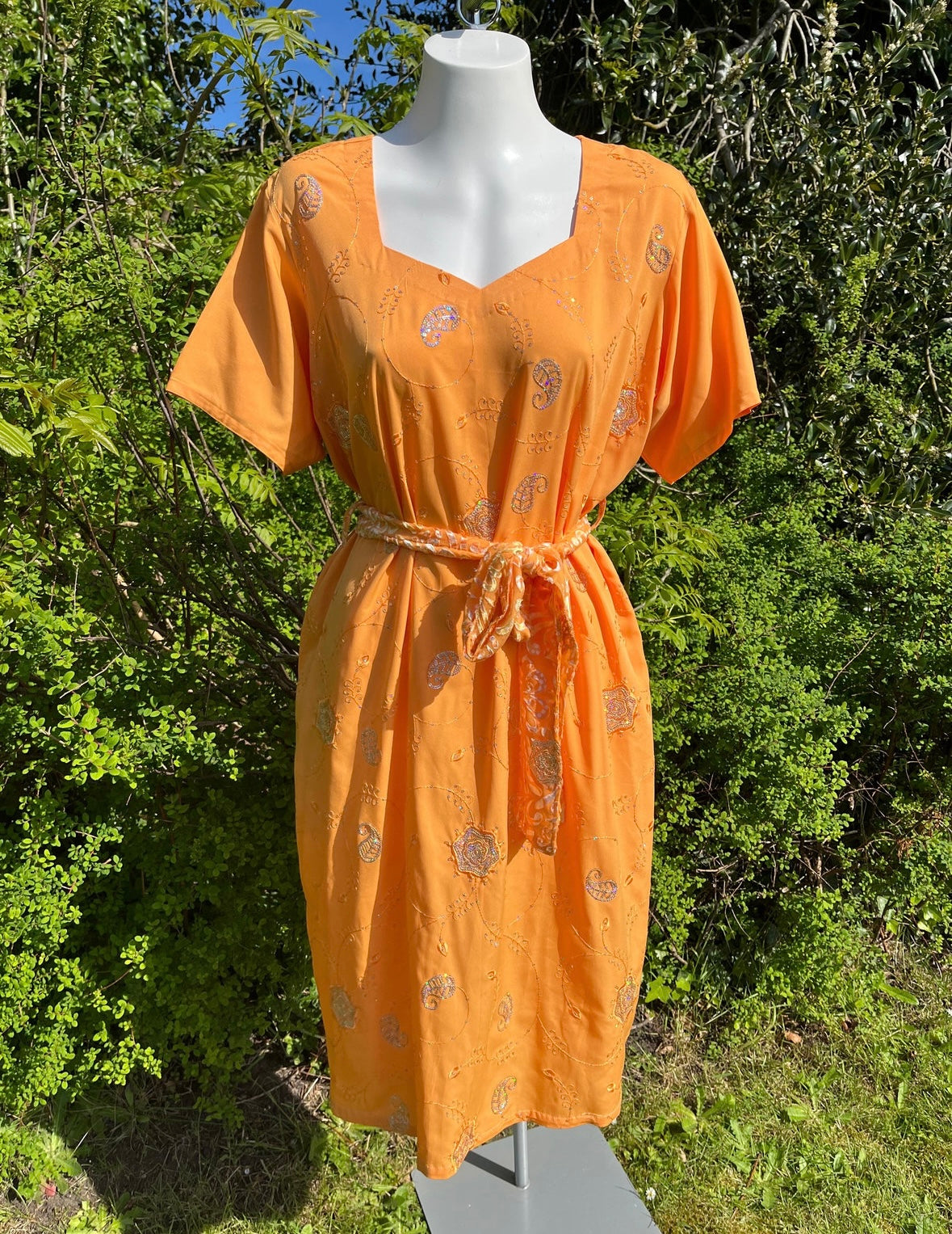 Orange Short Sleeved Tunic Dress
