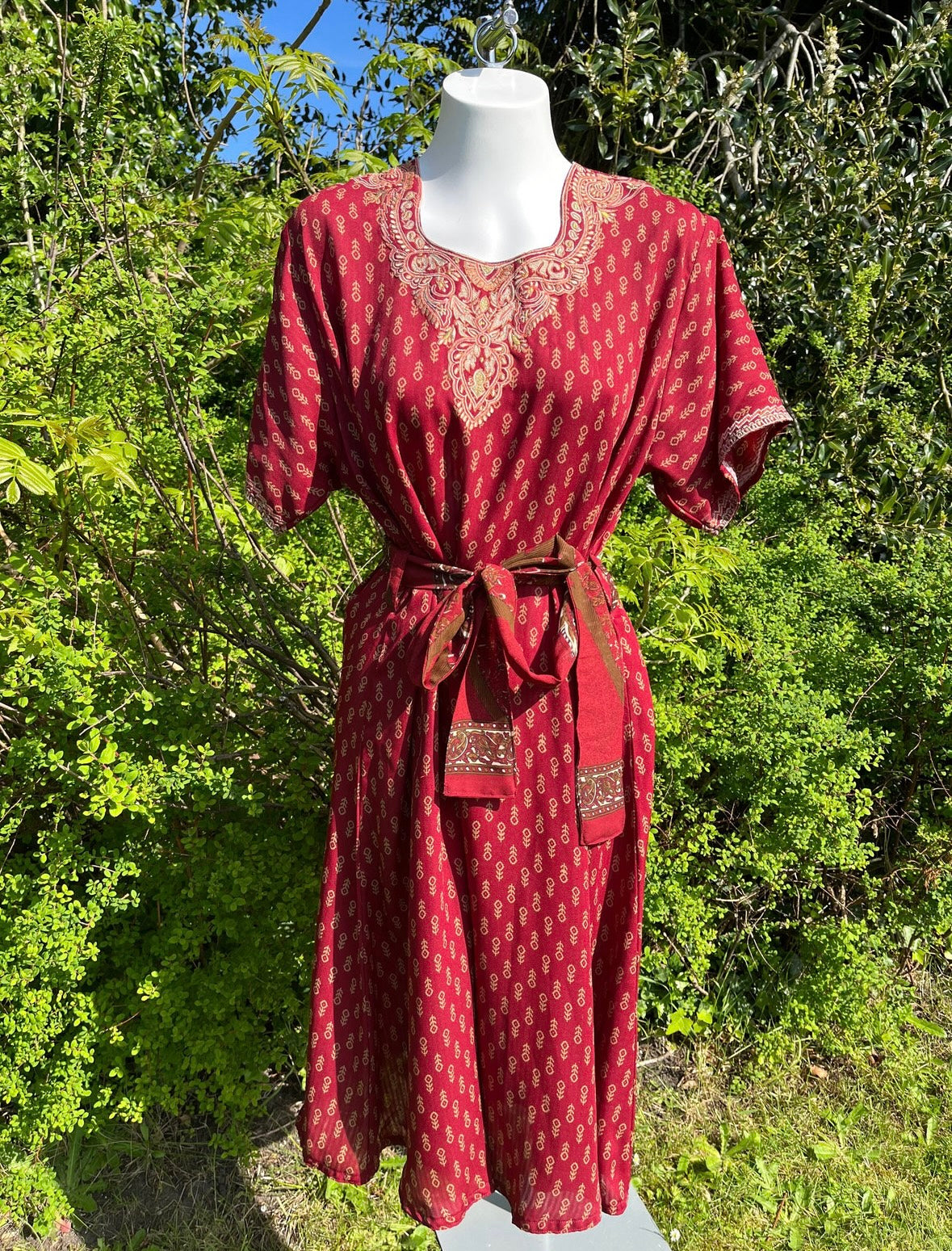 Red Short Sleeved Tunic Dress