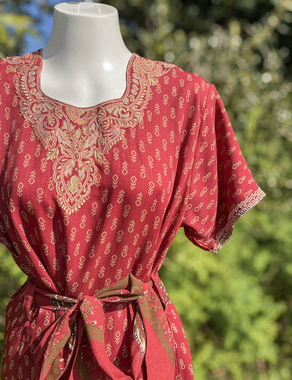 Red Short Sleeved Tunic Dress