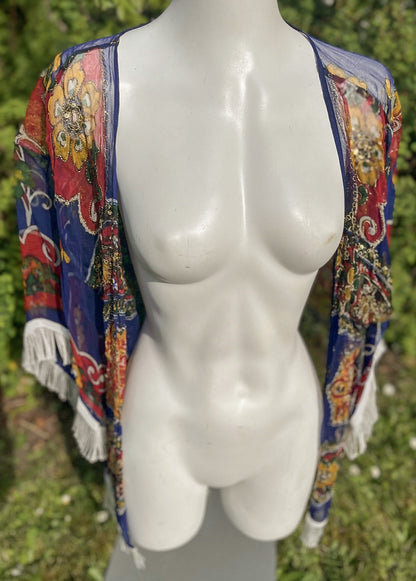 Blue Sari Kimono