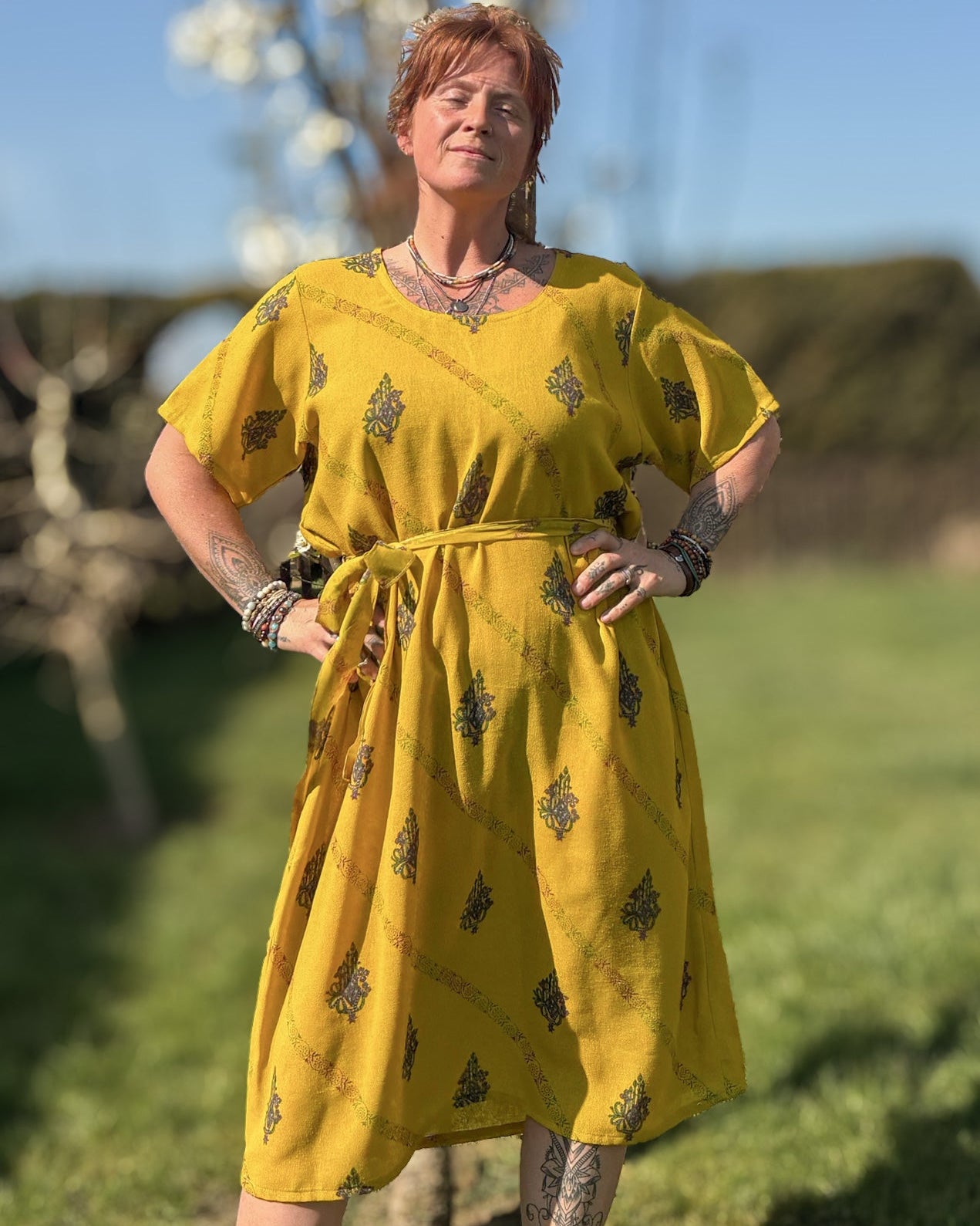 Yellow Short Sleeved Tunic Dress