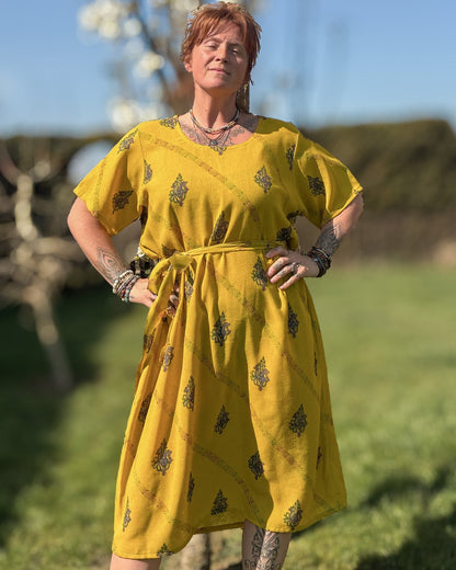 Yellow Short Sleeved Tunic Dress