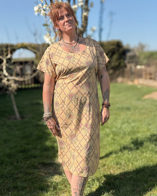 Tan Short Sleeved Tunic Dress