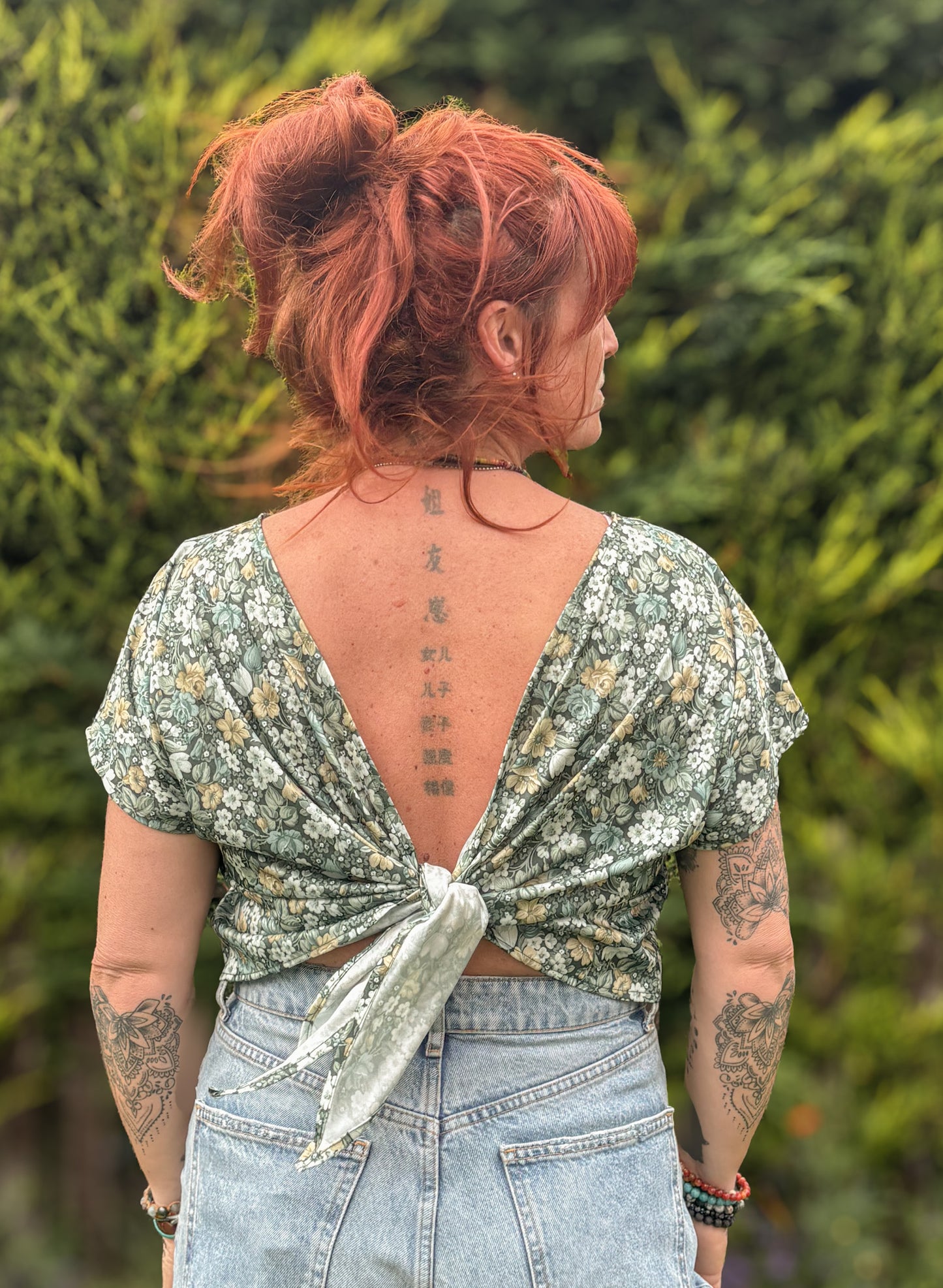 Reverse Top - Handmade from Green Vintage Textiles