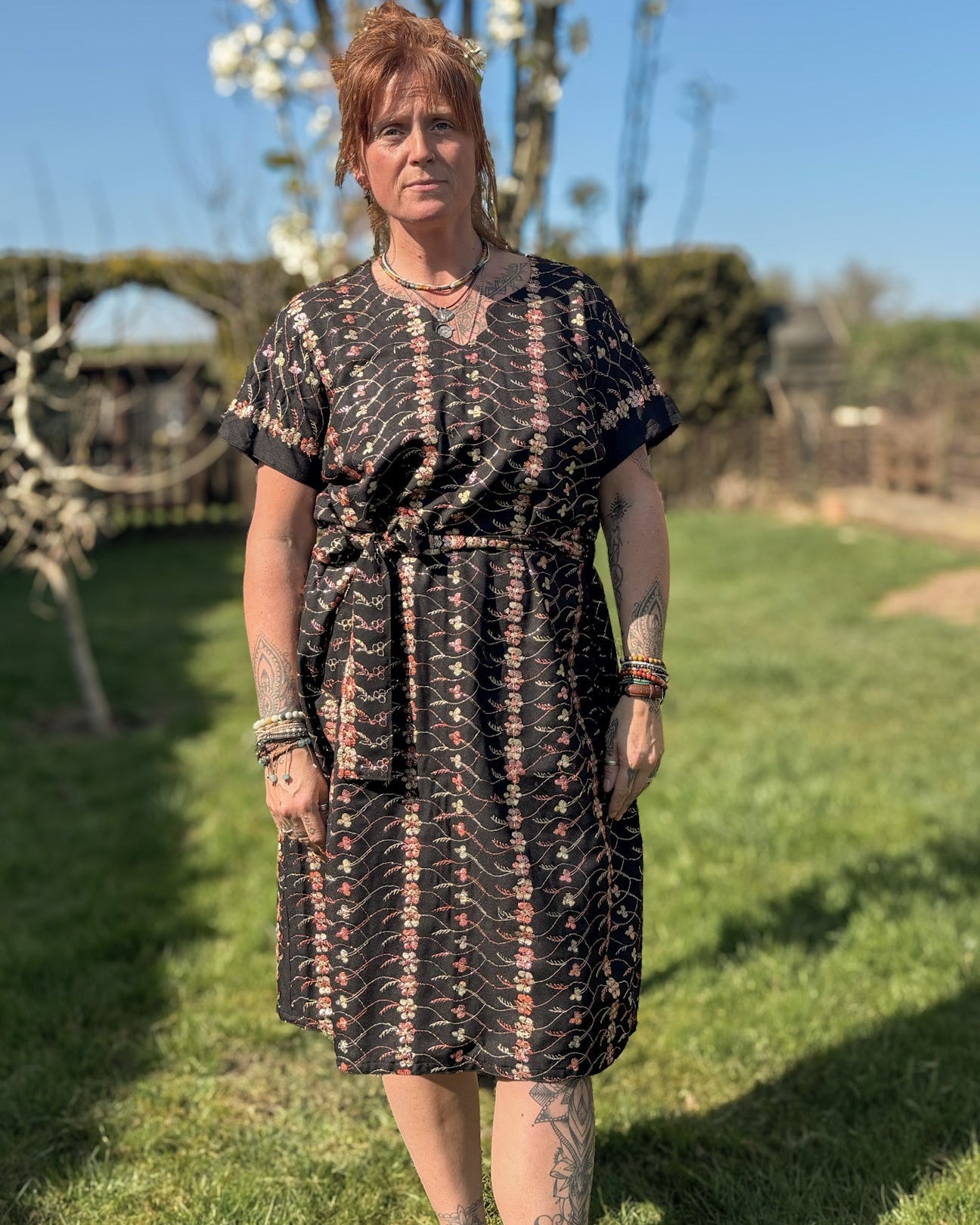 Black Short Sleeved Tunic Dress