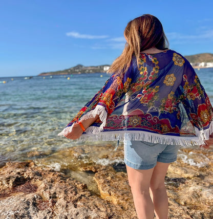 Blue Sari Kimono