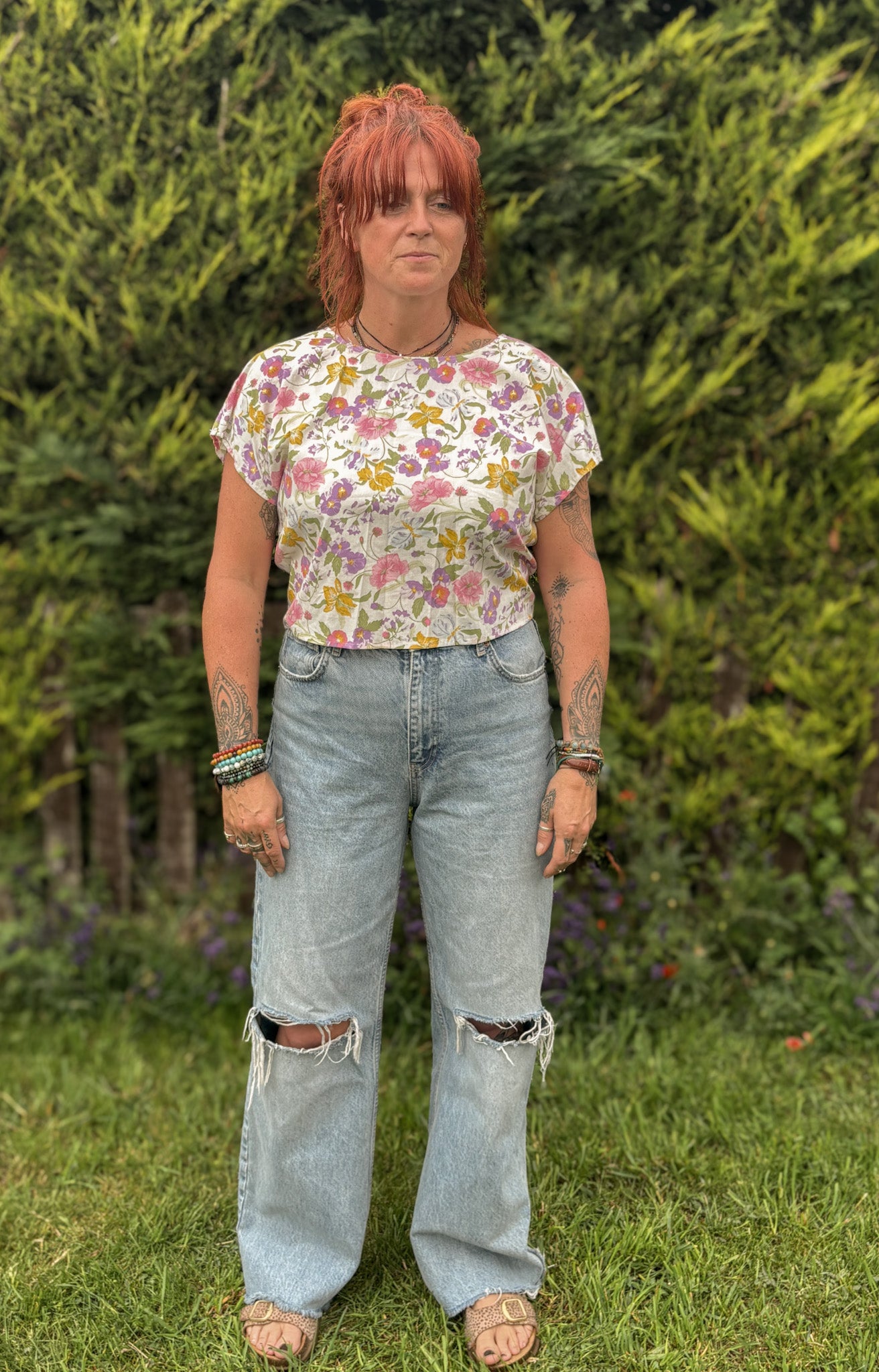 Reverse Top - Handmade from White Vintage Textiles