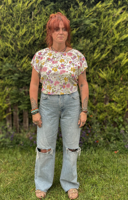 Reverse Top - Handmade from White Vintage Textiles