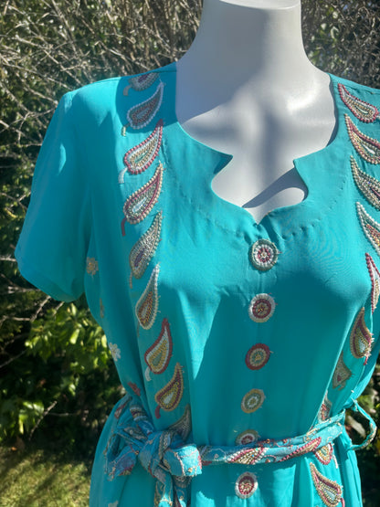 Turquoise Short Sleeved Tunic Dress