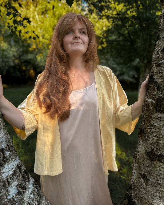 Buttermilk yellow tablecloth Kimono