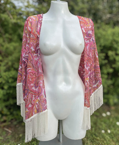Pink Boho Kimono - Handmade from Vintage Sari