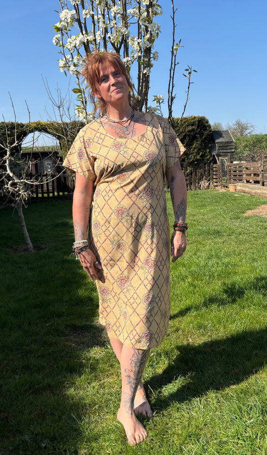 Tan Short Sleeved Tunic Dress