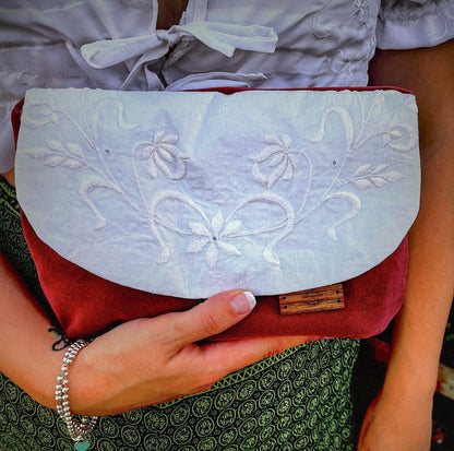 White Embroidery Napkin Clutch