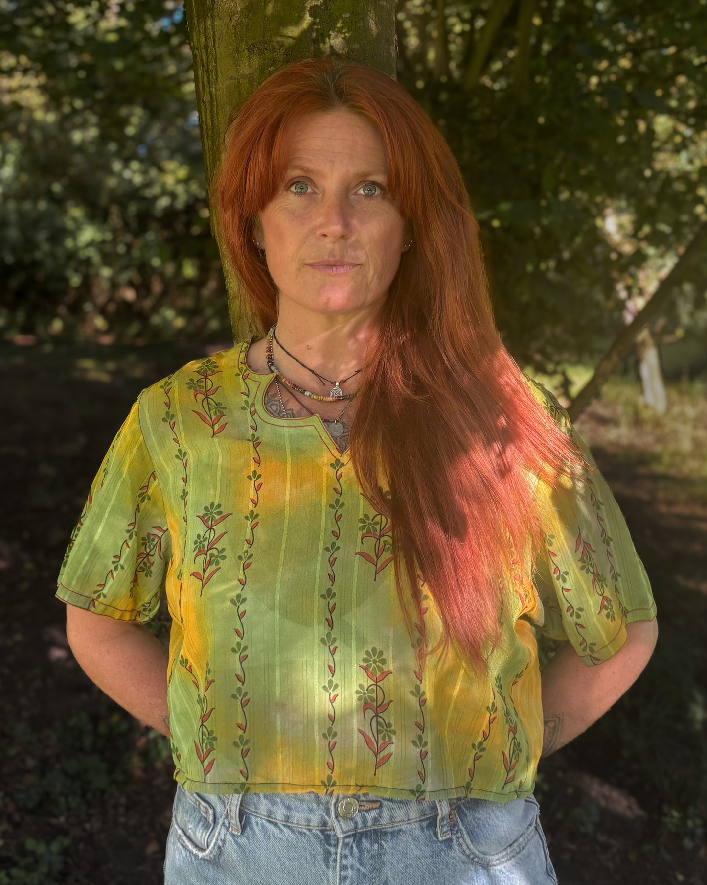 Meadow Green Reimagined Vintage Crop Top