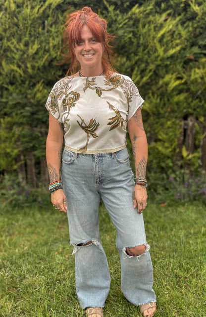 Reverse Top - Handmade from Ivory Vintage Textiles