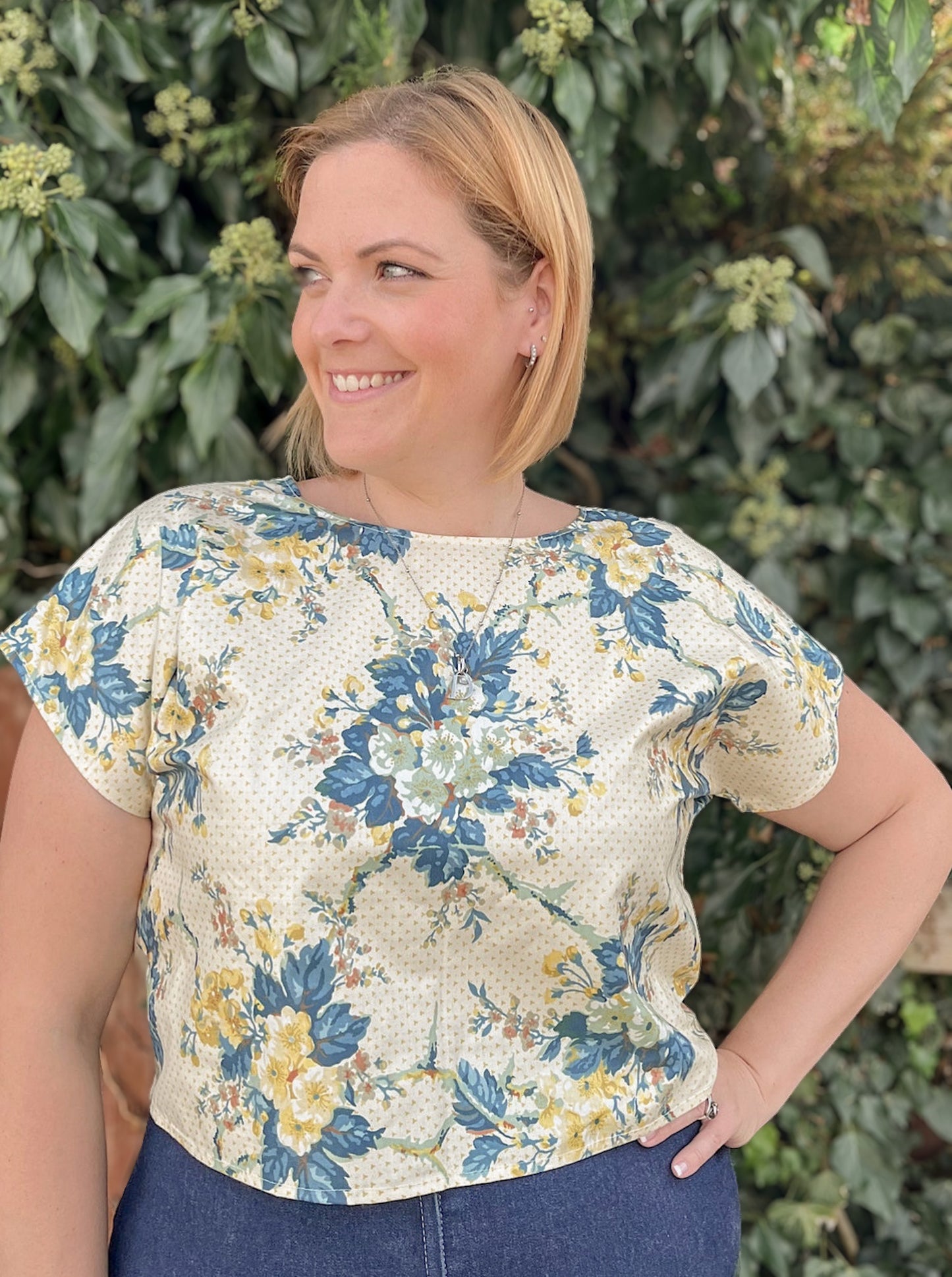 Reverse Top - Handmade from Cream Vintage Textiles