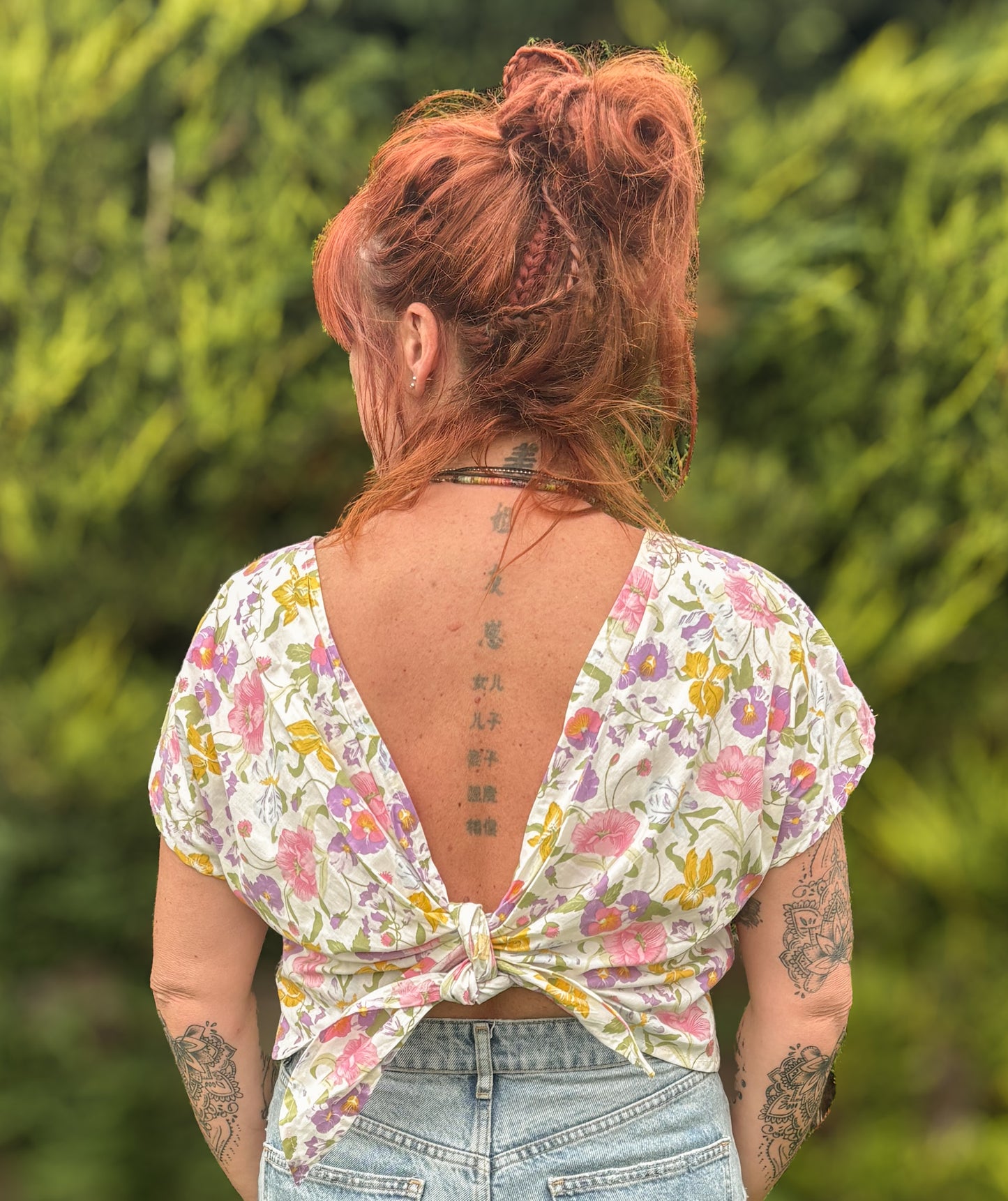 Reverse Top - Handmade from White Vintage Textiles