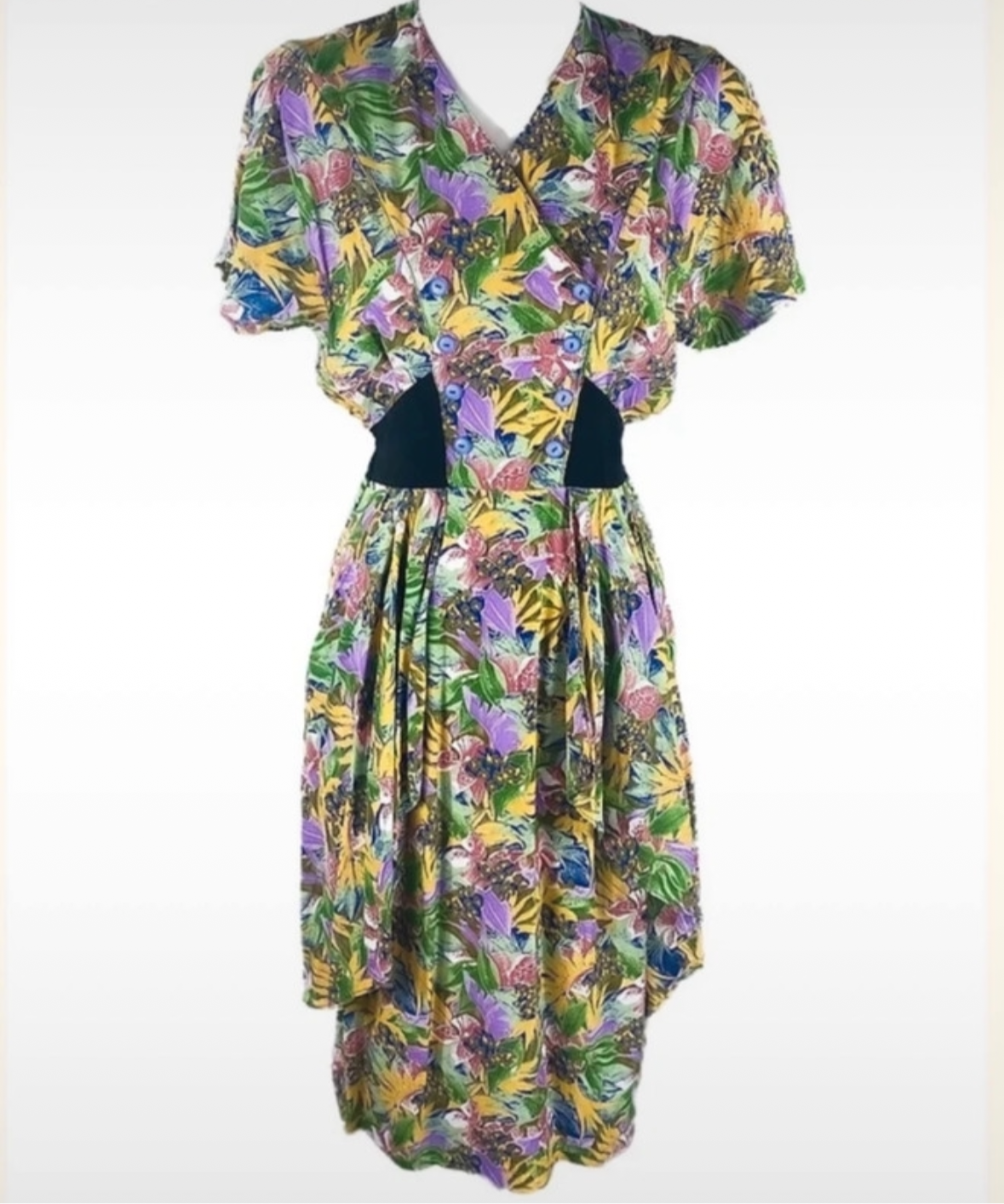 80s tropical print dress