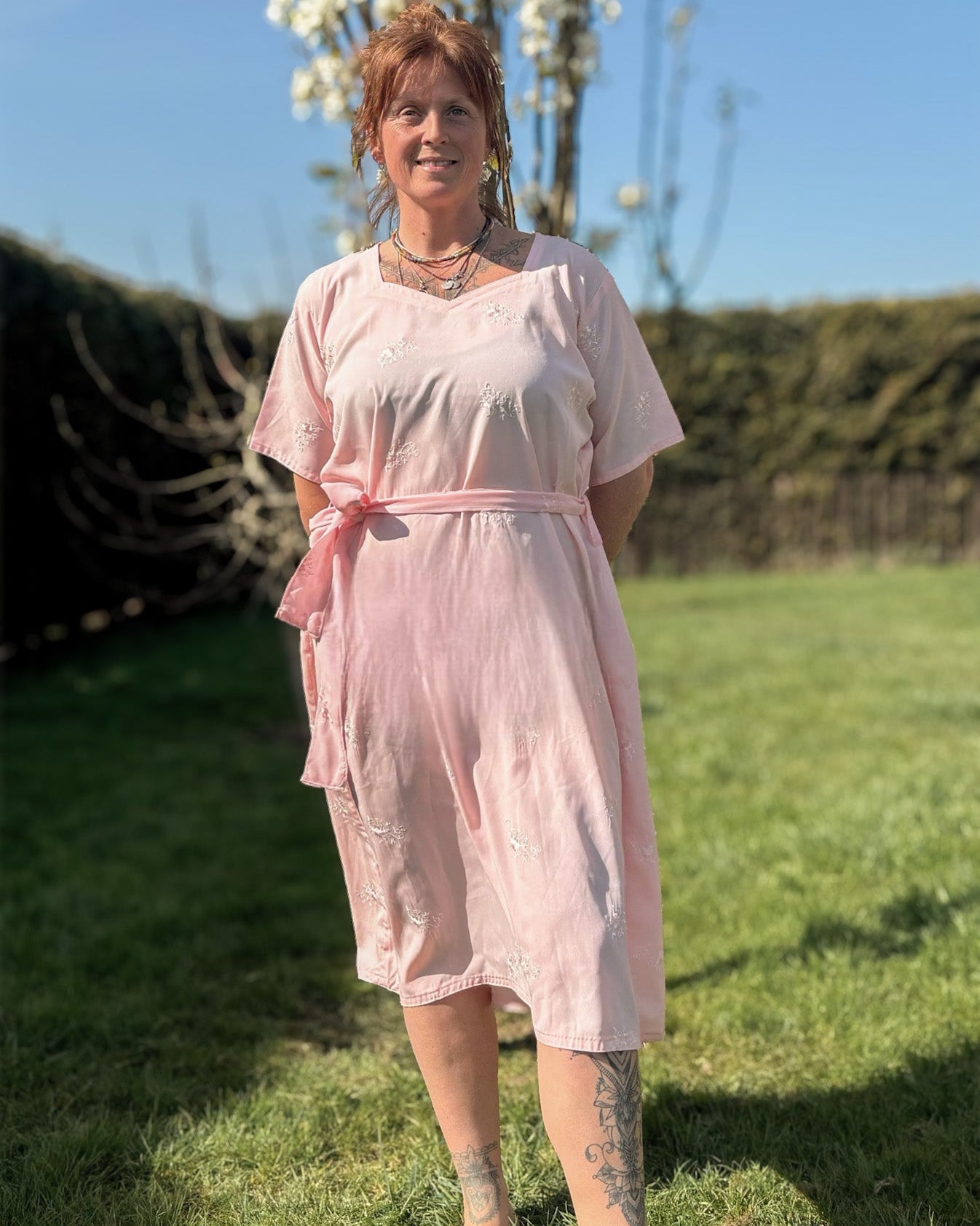 Pink Short Sleeved Tunic Dress