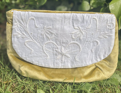 White Embroidery Napkin Clutch