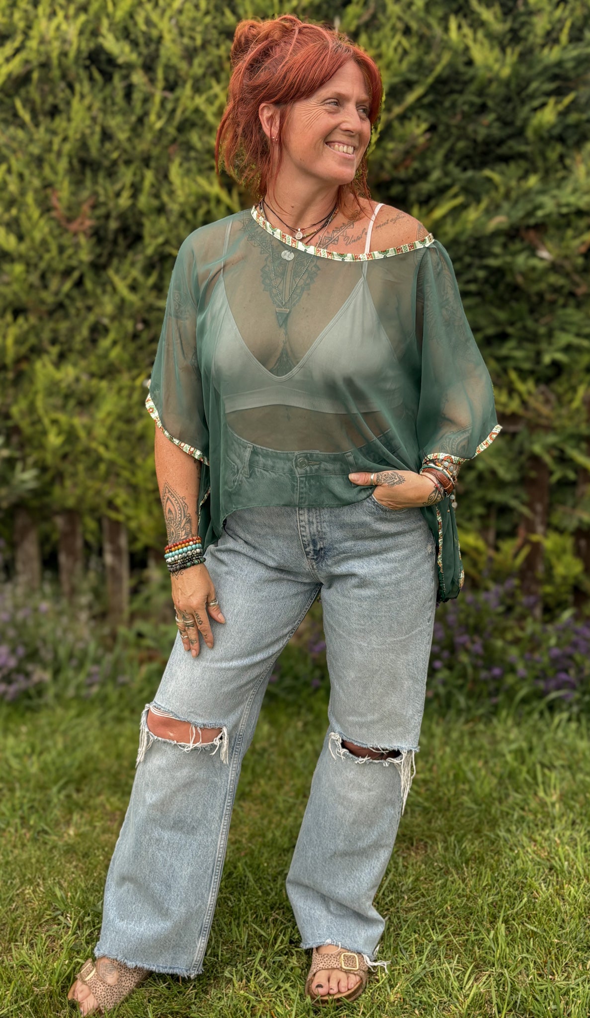 Green Box Top – Vintage Scarf Fabric