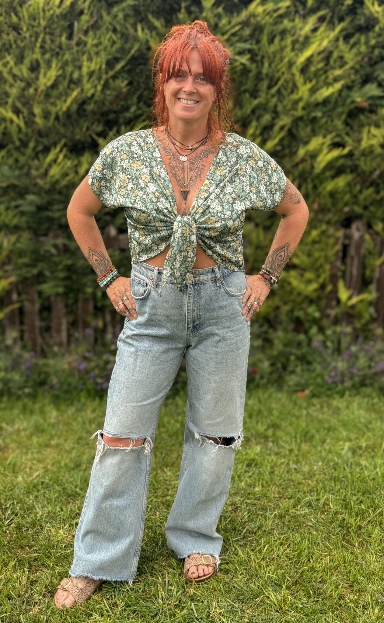 Reverse Top - Handmade from Green Vintage Textiles