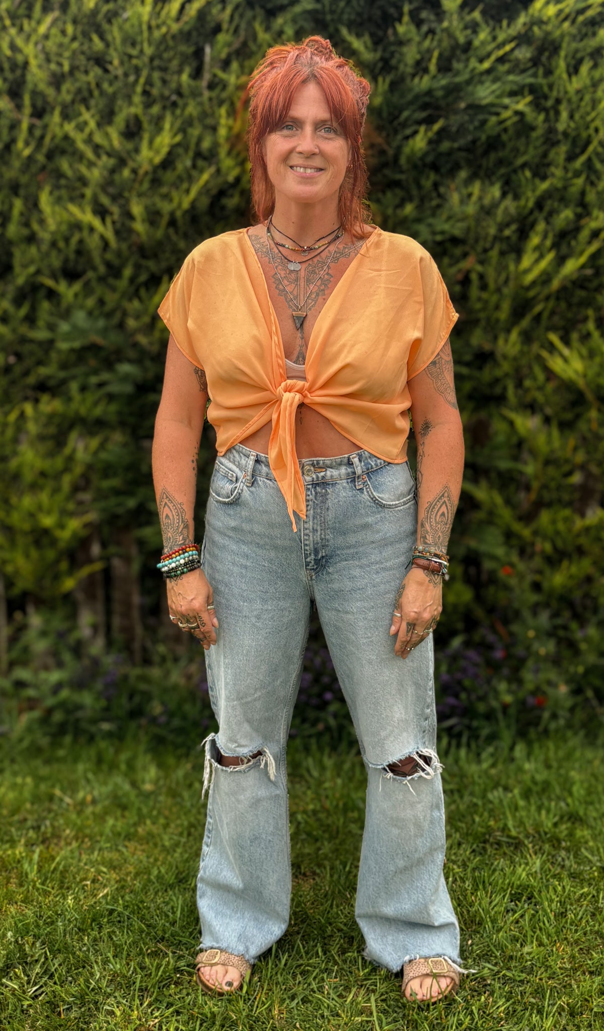 Reverse Top - Handmade from Orange Vintage Textiles
