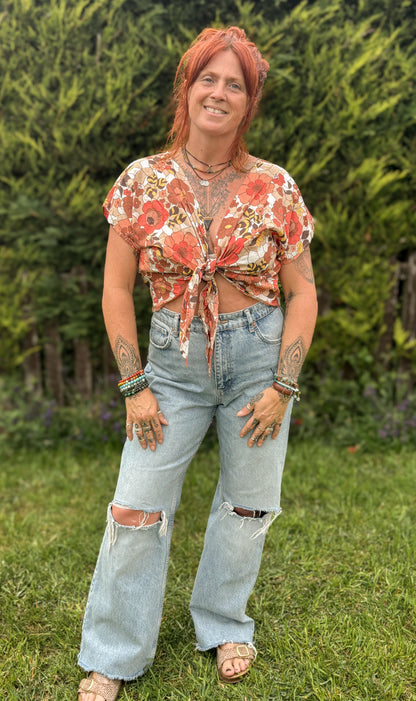 Reverse Top - Handmade from Rust Vintage Textiles